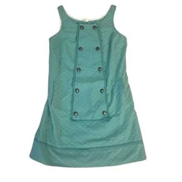 Anthropologie Dresses & Skirts - Anthropologie maeve Aqua Carrillo Shift Dress  retro Teal Textured Sleeveless  2